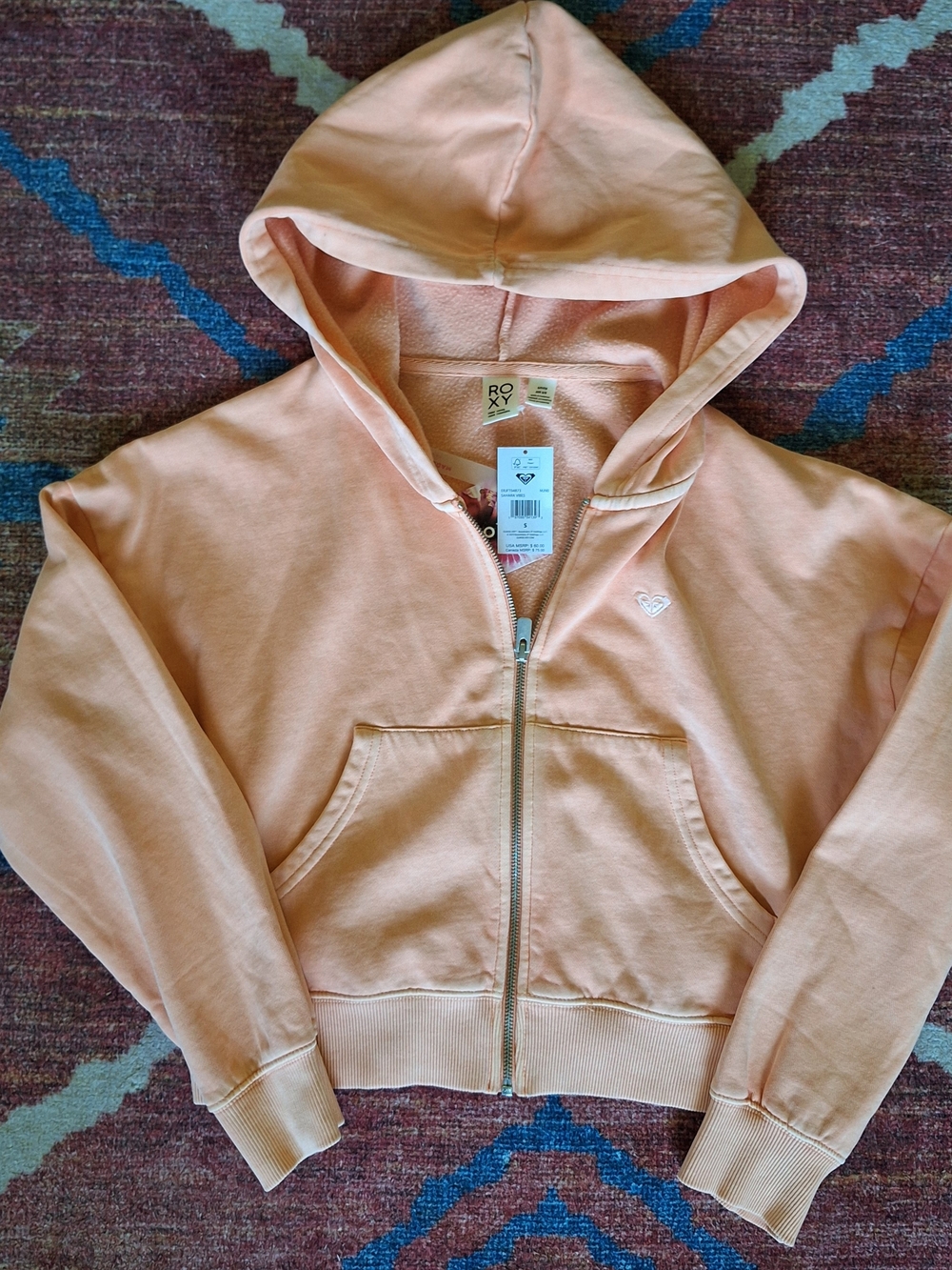 Roxy Girls' Peach Zip Front Hooded Sweatshirt